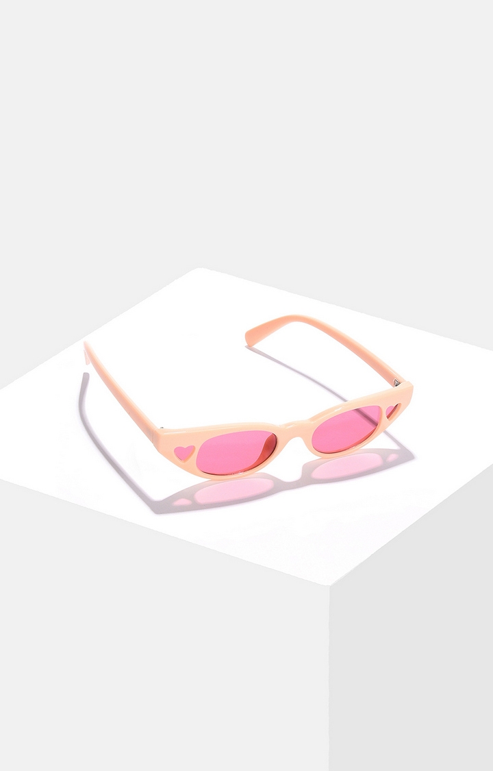 Women's Pink Lens Red Cateye Sunglasses