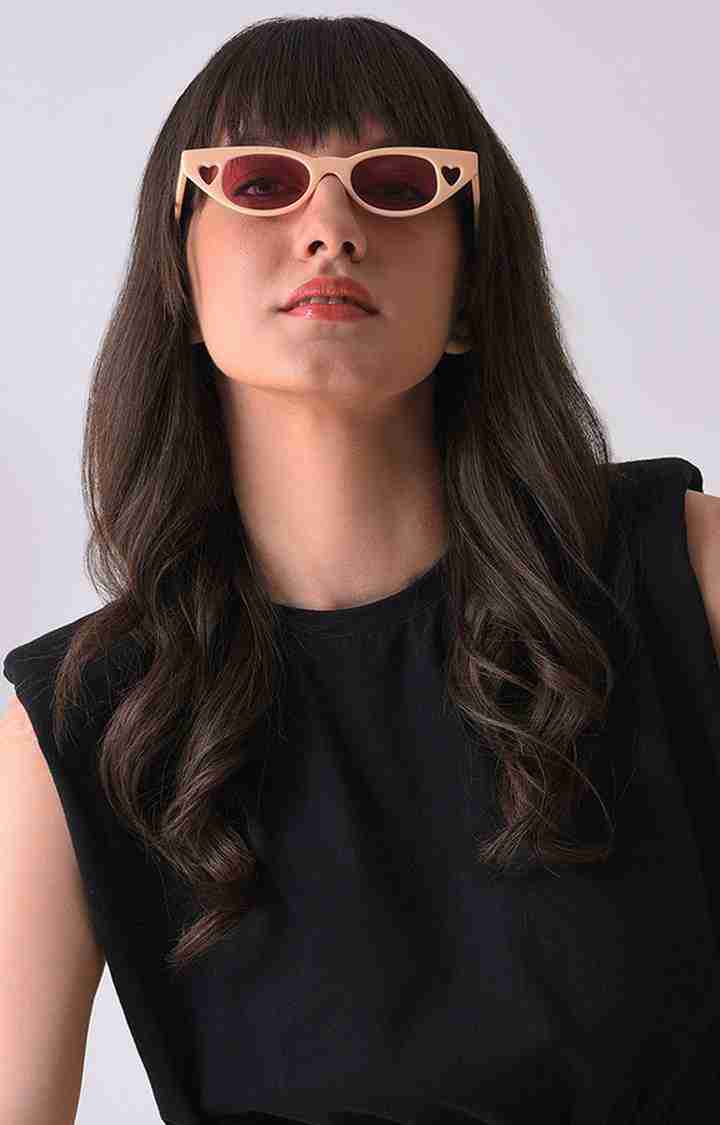 Women's Pink Lens Red Cateye Sunglasses