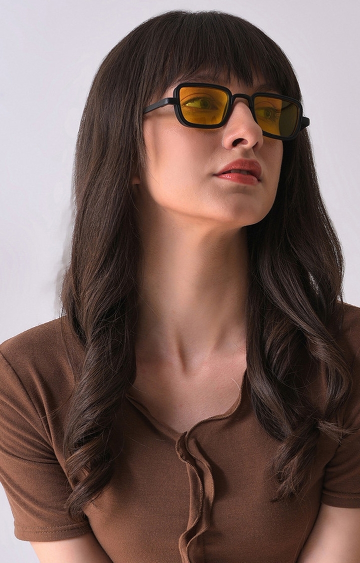 Women's Yellow Lens Black Wayfarer Sunglasses