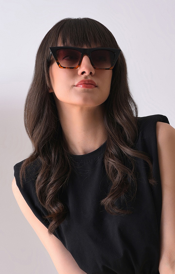 Women's Brown Lens Brown Butterfly Sunglasses