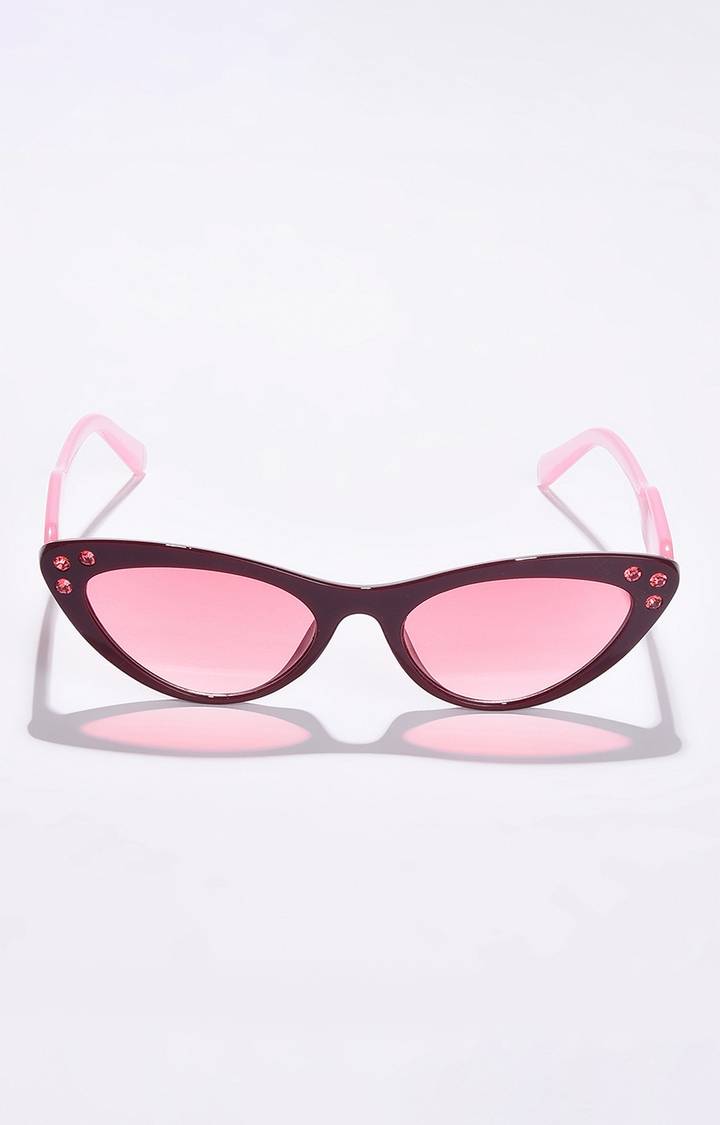 Women's Pink Lens Pink Cateye Sunglasses
