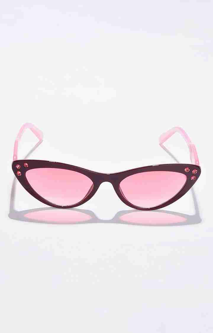 Women's Pink Lens Pink Cateye Sunglasses