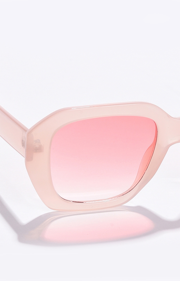 Women's Pink Lens Pink Oval Sunglasses
