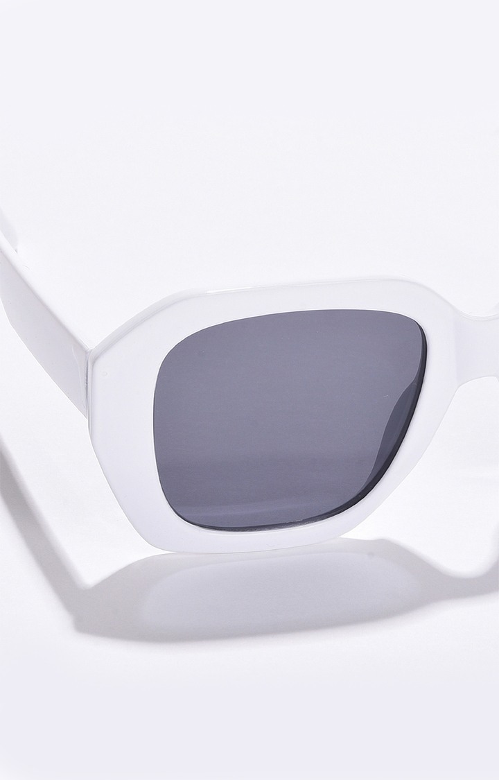 Women's Black Lens White Wayfarer Sunglasses