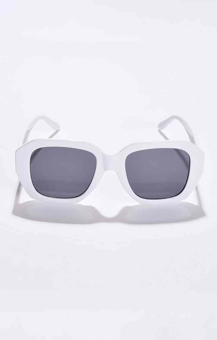 Women's Black Lens White Wayfarer Sunglasses