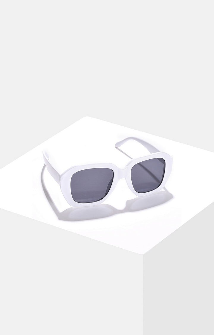 Women's Black Lens White Wayfarer Sunglasses