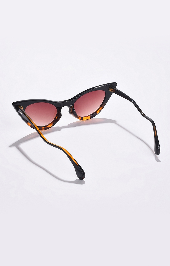 Women's Brown Lens Brown Cateye Sunglasses
