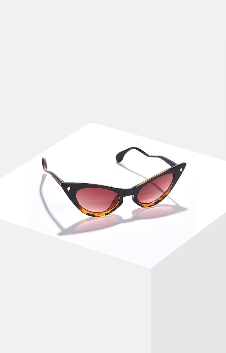Women's Brown Lens Brown Cateye Sunglasses