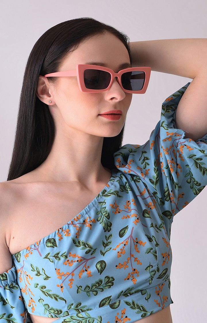 Women's Black Lens Pink Butterfly Sunglasses