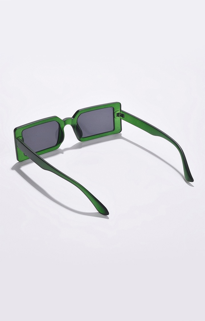 Women's Black Lens Green Rectangle Sunglasses