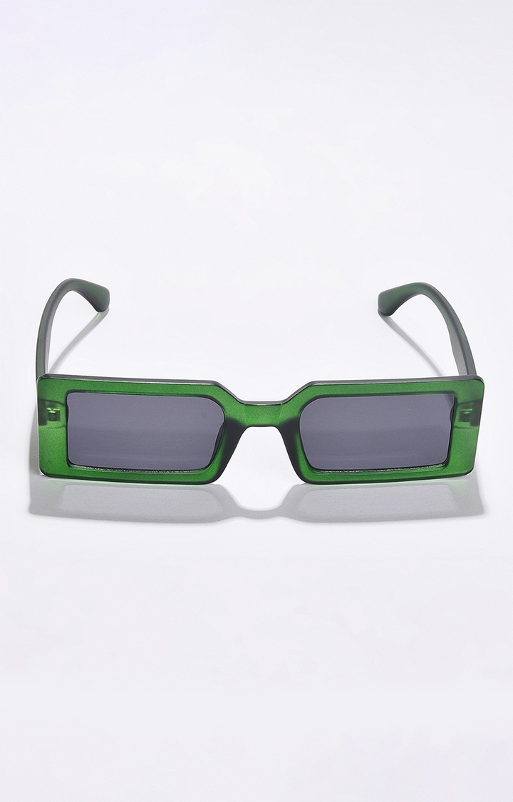 Women's Black Lens Green Rectangle Sunglasses