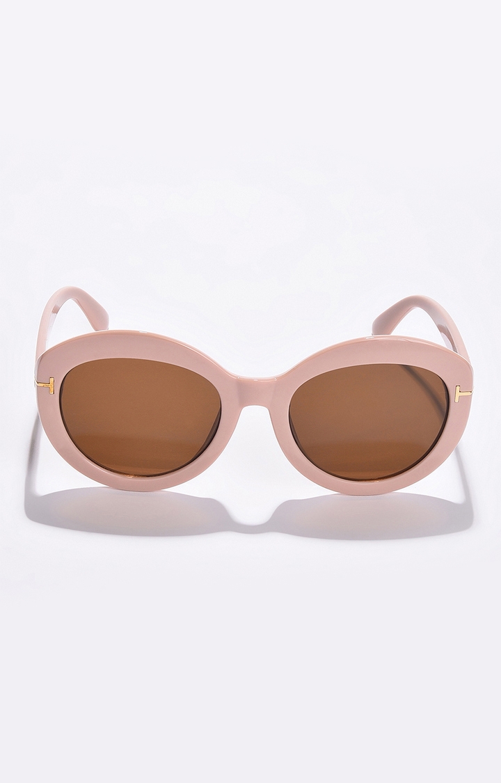 Women's Brown Lens Brown Round Sunglasses