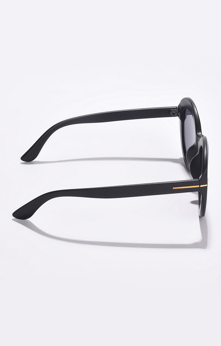 Women's Black Lens Black Oval Sunglasses