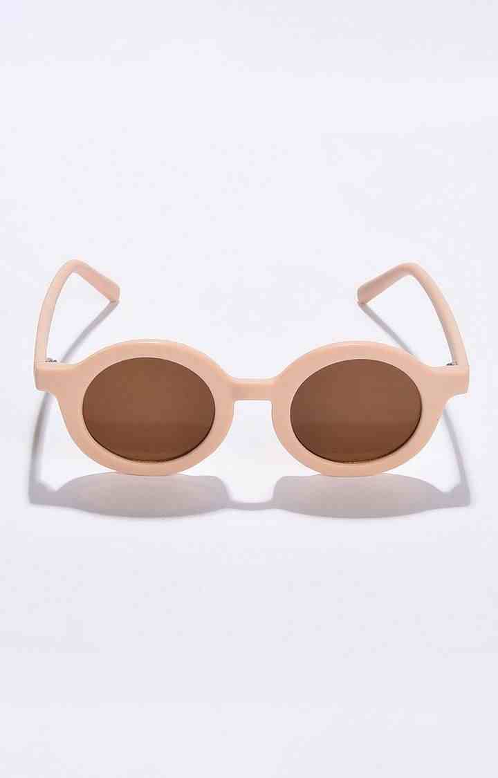 Women's Brown Lens Pink Round Sunglasses