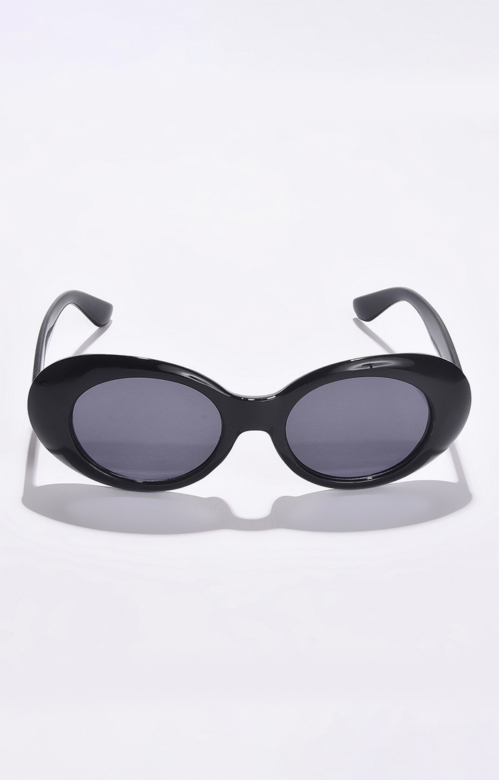 haute sauce | Women's Grey Lens Black Oval Sunglasses
