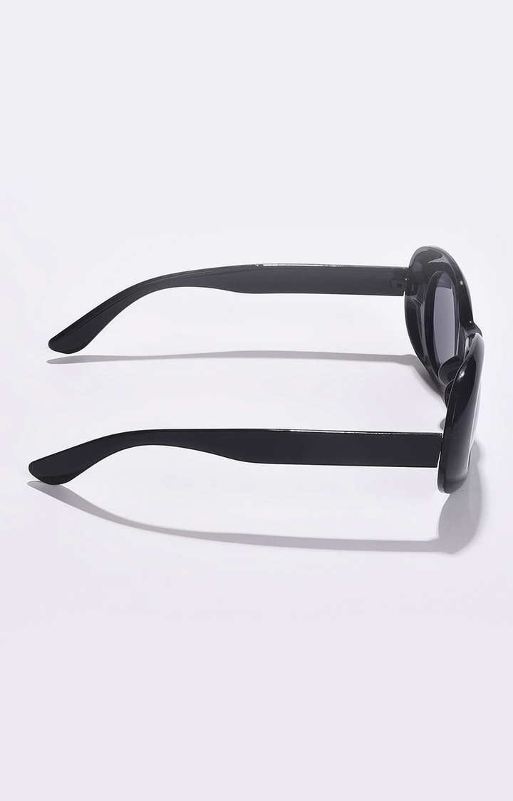 Women's Grey Lens Black Oval Sunglasses
