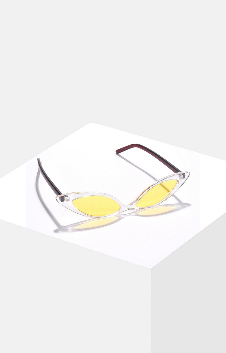 Women's Yellow Lens Brown Cateye Sunglasses