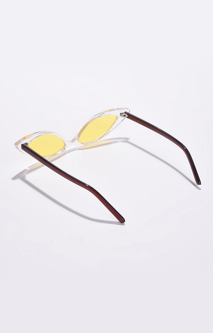 Women's Yellow Lens Brown Cateye Sunglasses