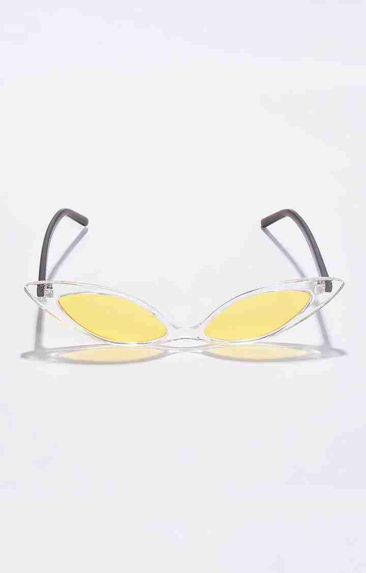 Women's Yellow Lens Brown Cateye Sunglasses