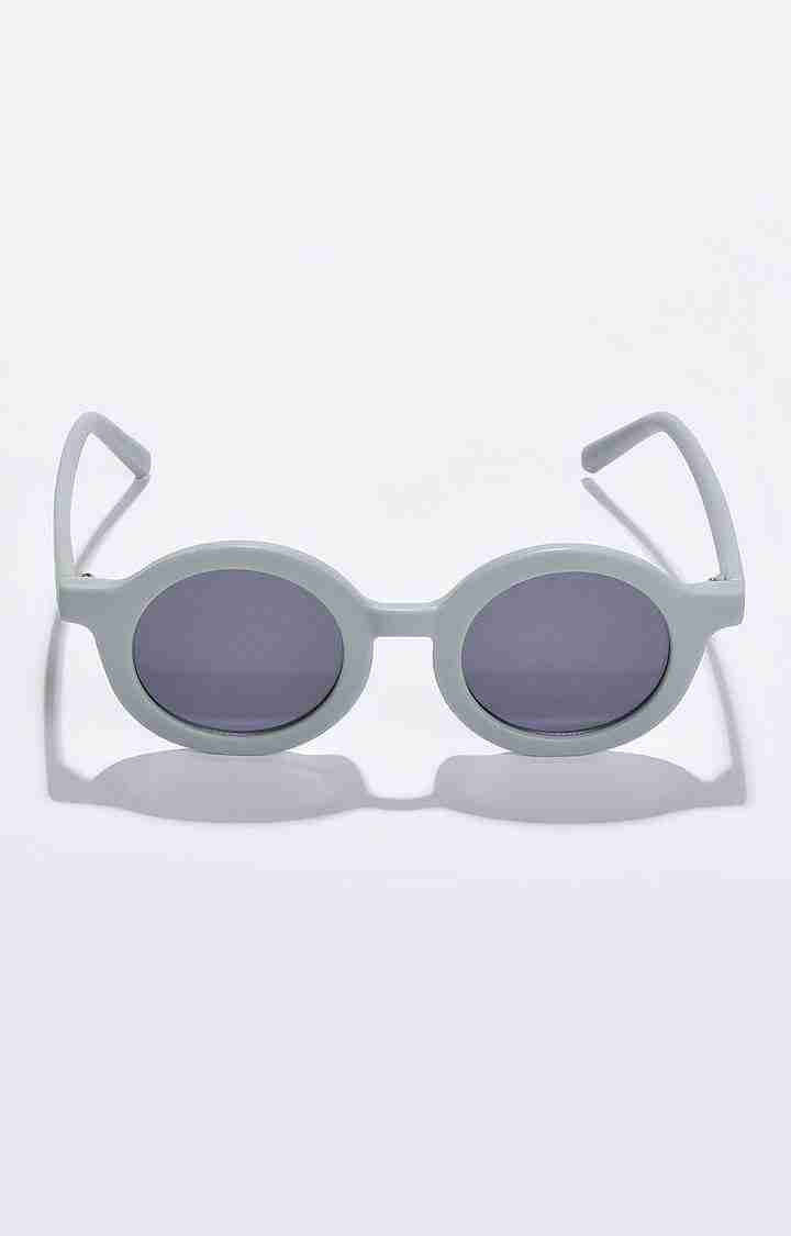 Women's Grey Lens Silver-Toned Oval Sunglasses