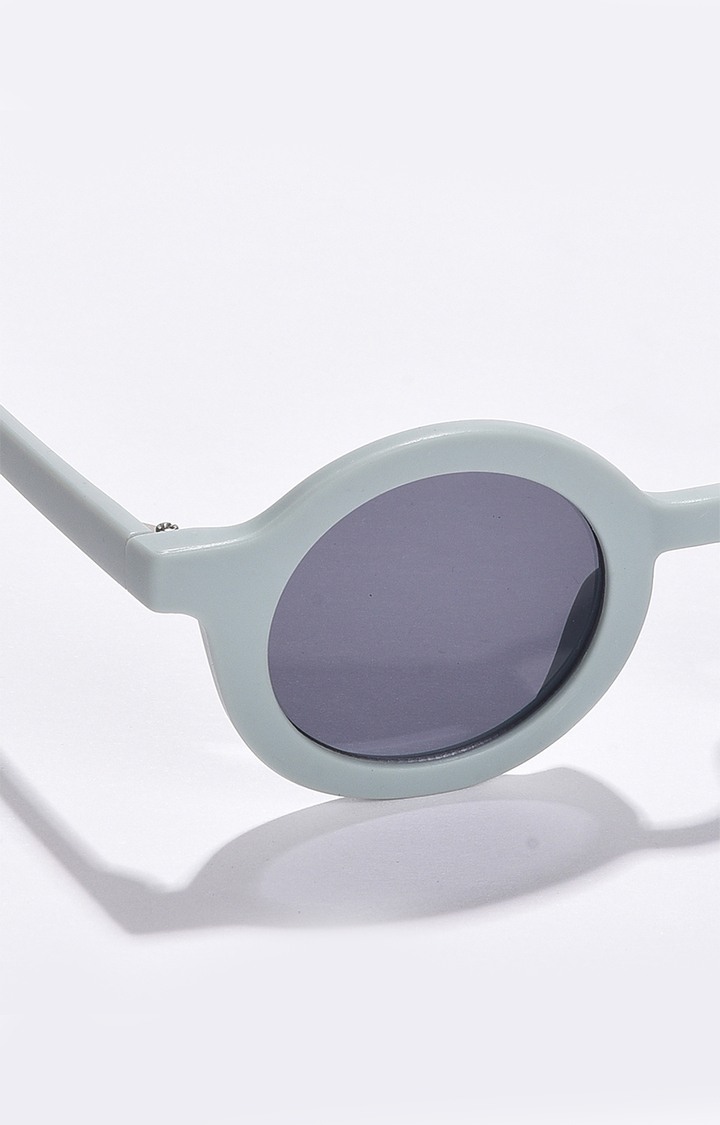 Women's Grey Lens Silver-Toned Oval Sunglasses