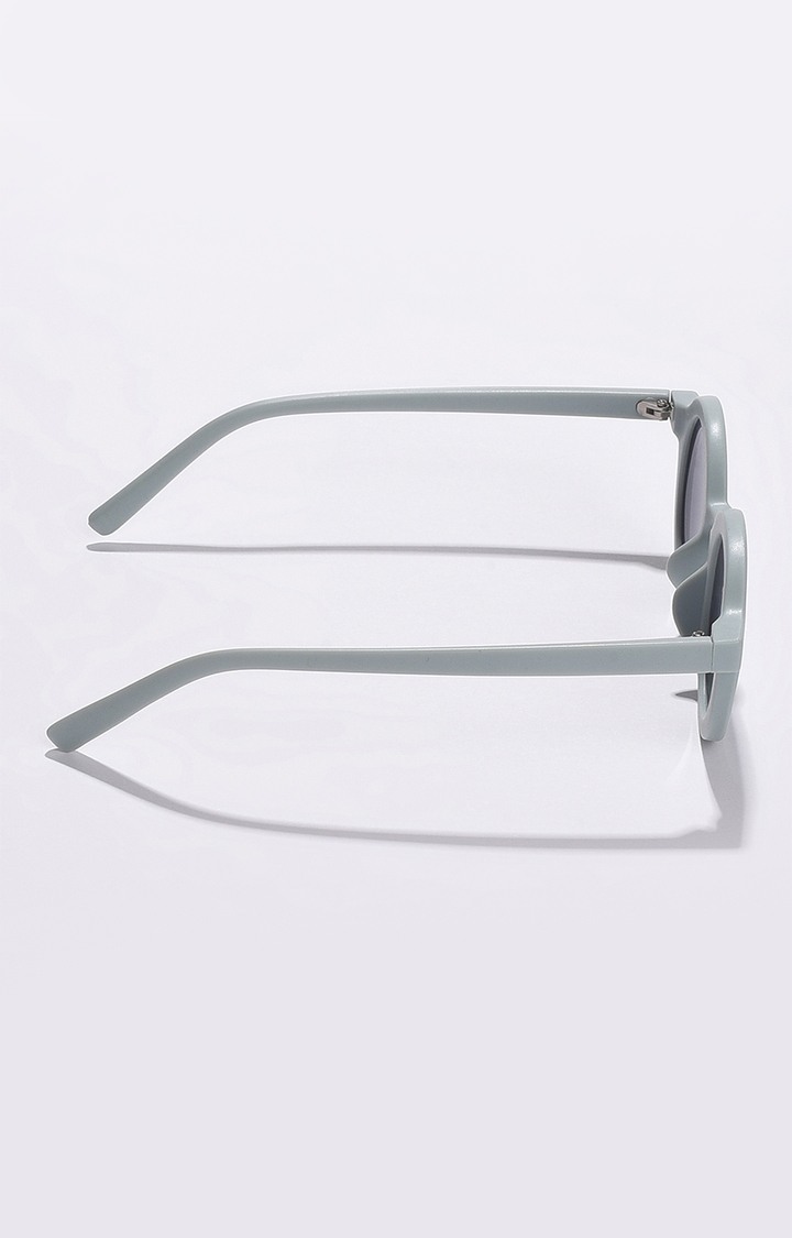 Women's Grey Lens Silver-Toned Oval Sunglasses