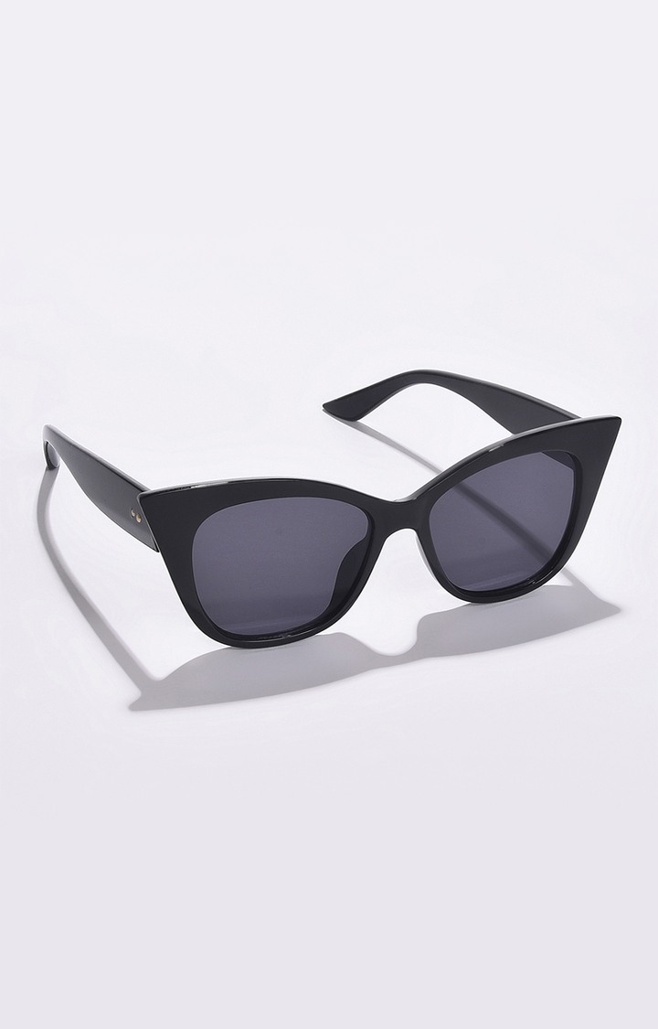 Women's Black Lens Black Cateye Sunglasses