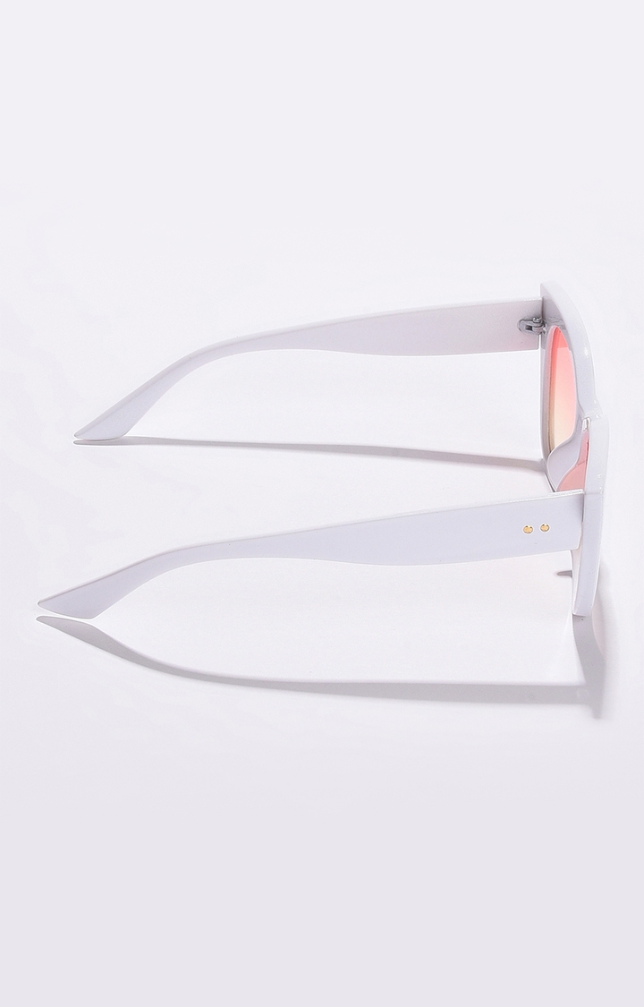 Women's Pink Lens White Cateye Sunglasses