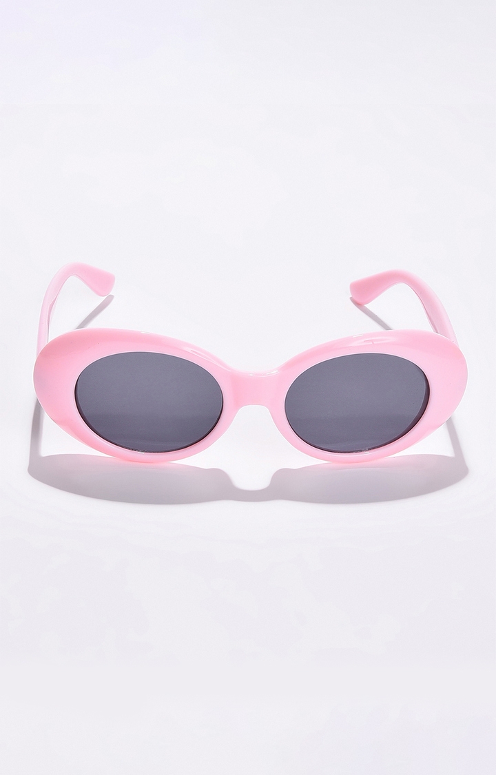 haute sauce | Women's Black Lens Pink Oval Sunglasses
