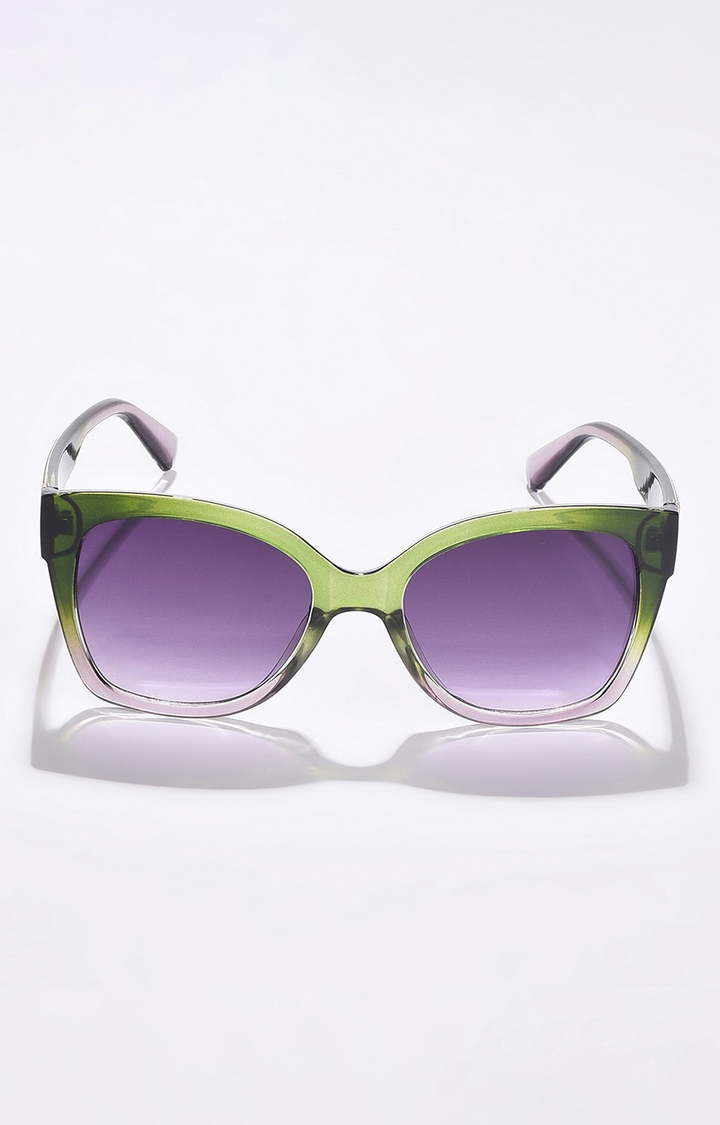 Women's Purple Lens Green Butterfly Sunglasses