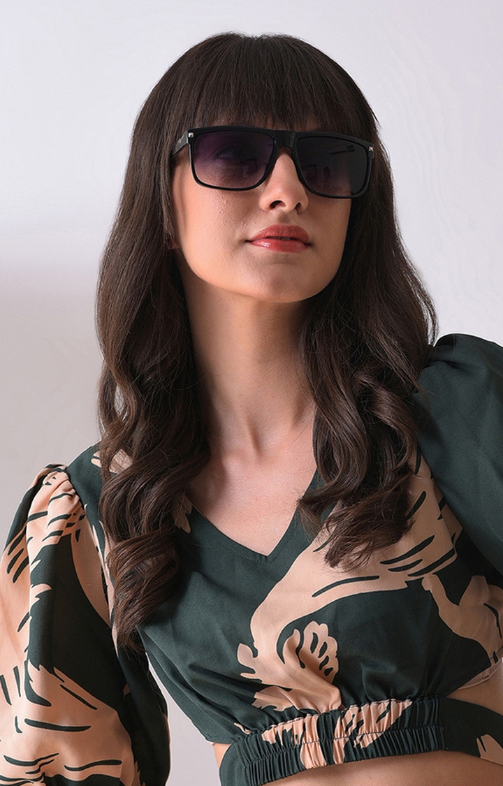 Women's Purple Lens Black Wayfarer Sunglasses