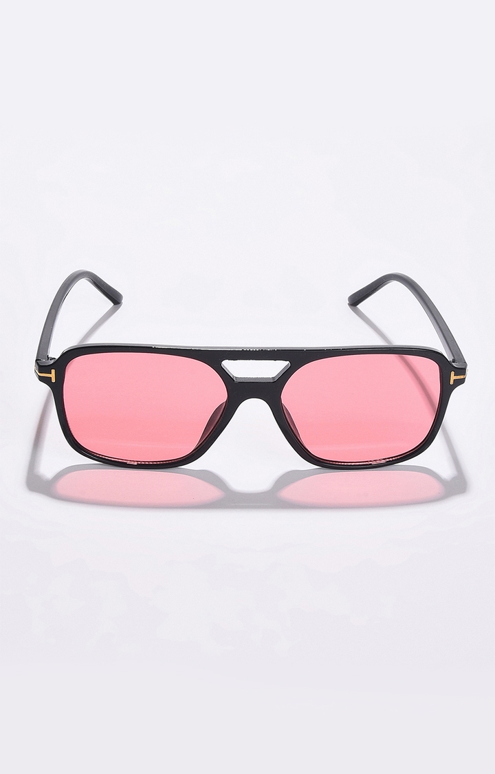 haute sauce | Women's Pink Lens Black Aviator Sunglasses
