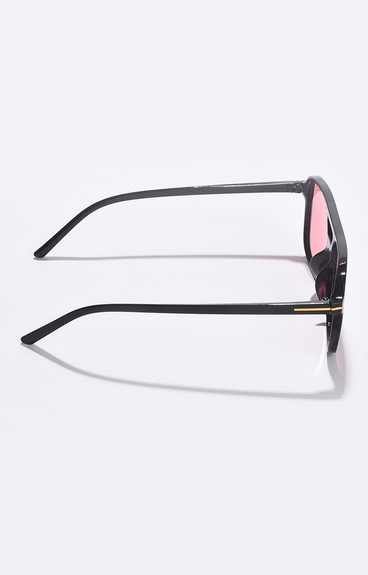 Women's Pink Lens Black Aviator Sunglasses