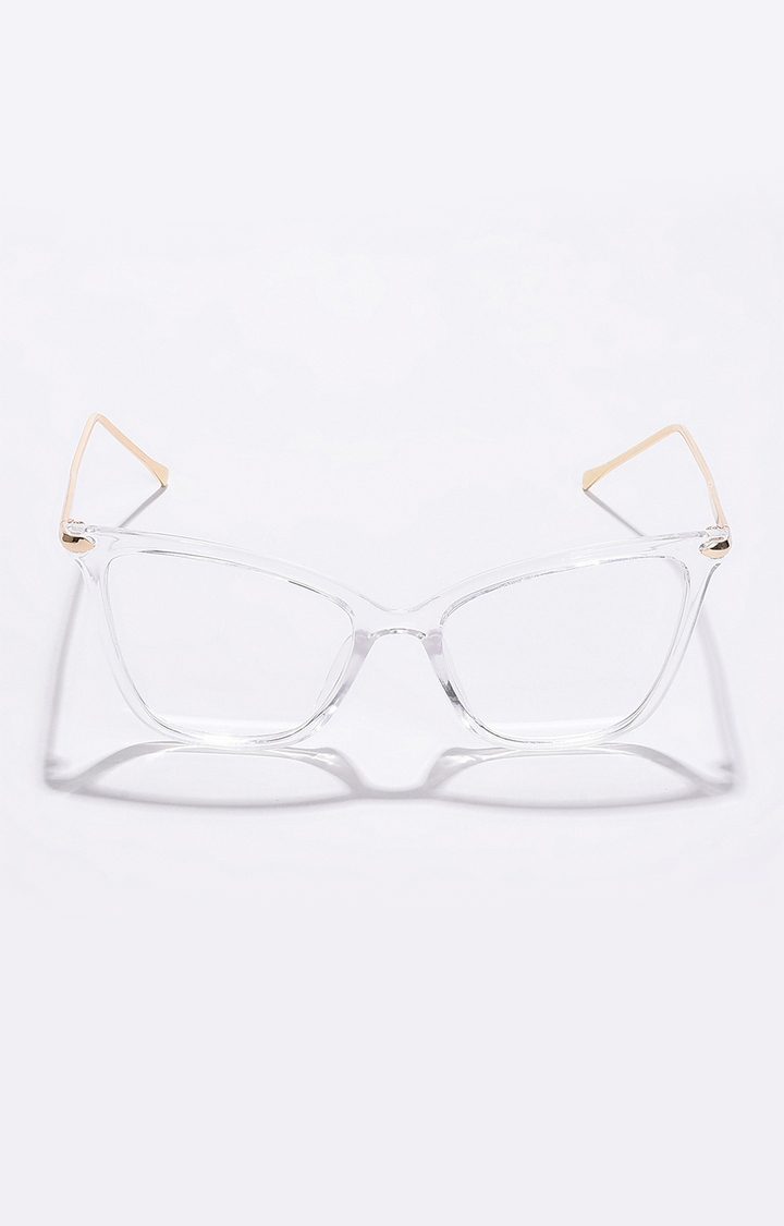 haute sauce | Women's Clear Lens Gold-Toned Cateye Sunglasses
