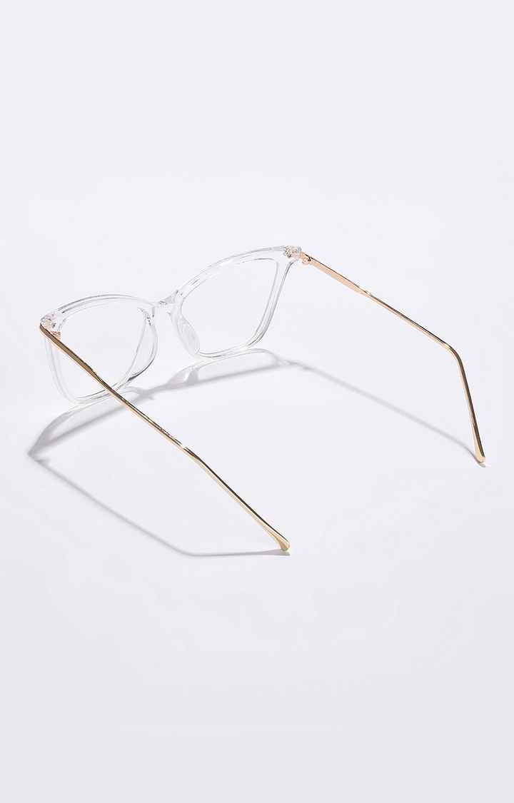 Women's Clear Lens Gold-Toned Cateye Sunglasses
