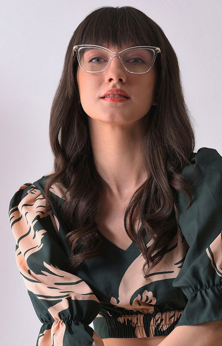 Women's Clear Lens Gold-Toned Cateye Sunglasses