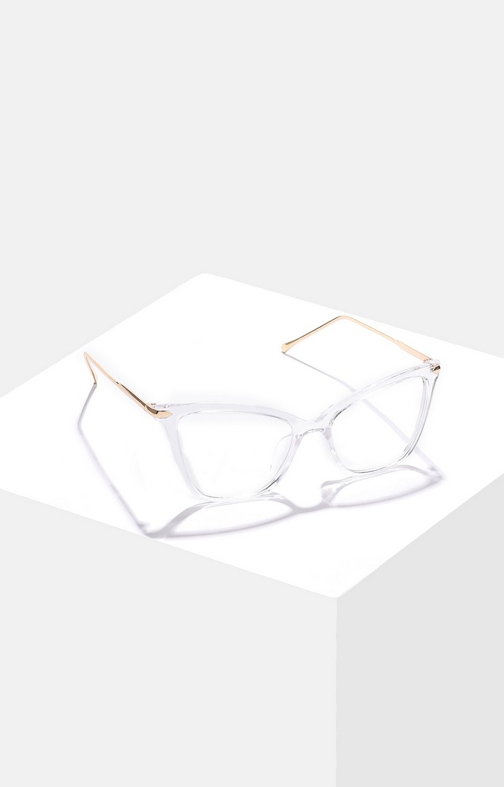 Women's Clear Lens Gold-Toned Cateye Sunglasses