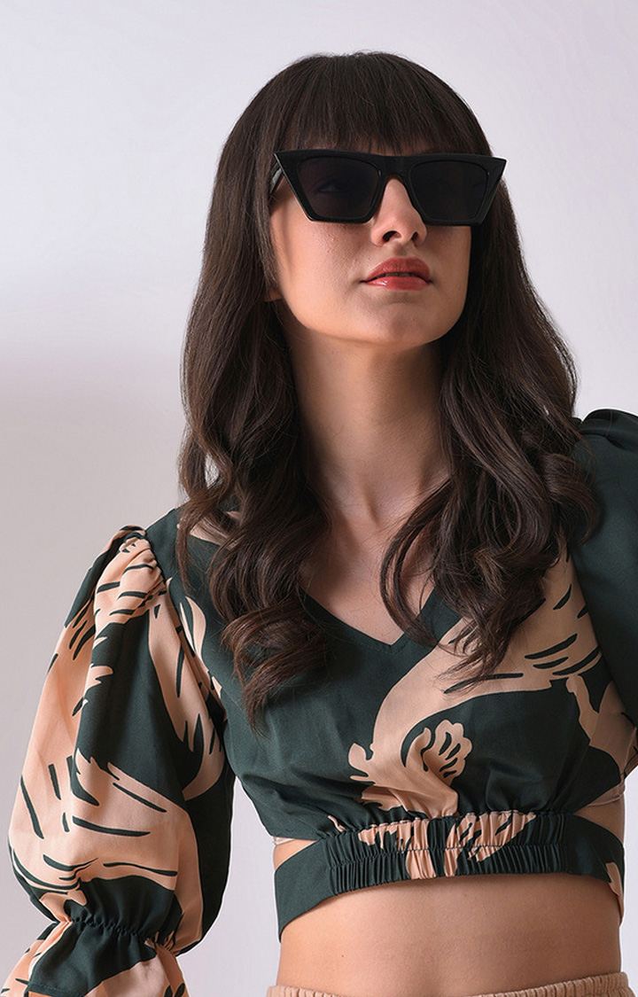 Women's Black Lens Black Butterfly Sunglasses