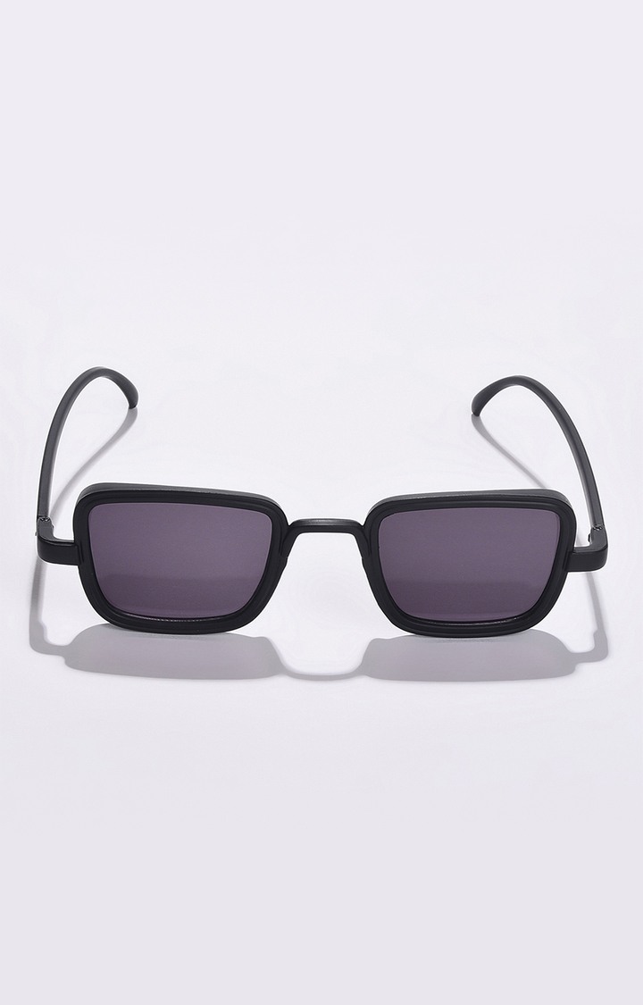 Women's Black Lens Black Rectangle Sunglasses