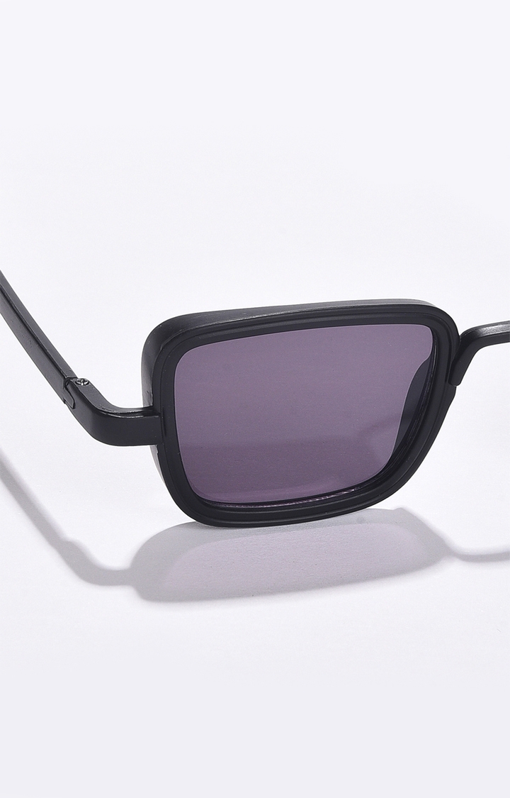 Women's Black Lens Black Rectangle Sunglasses