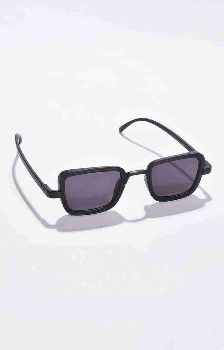 Women's Black Lens Black Rectangle Sunglasses