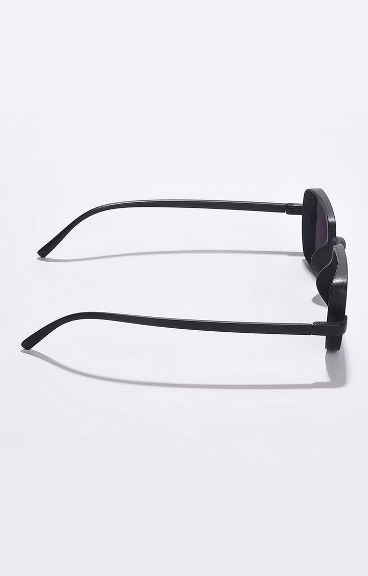 Women's Black Lens Black Rectangle Sunglasses