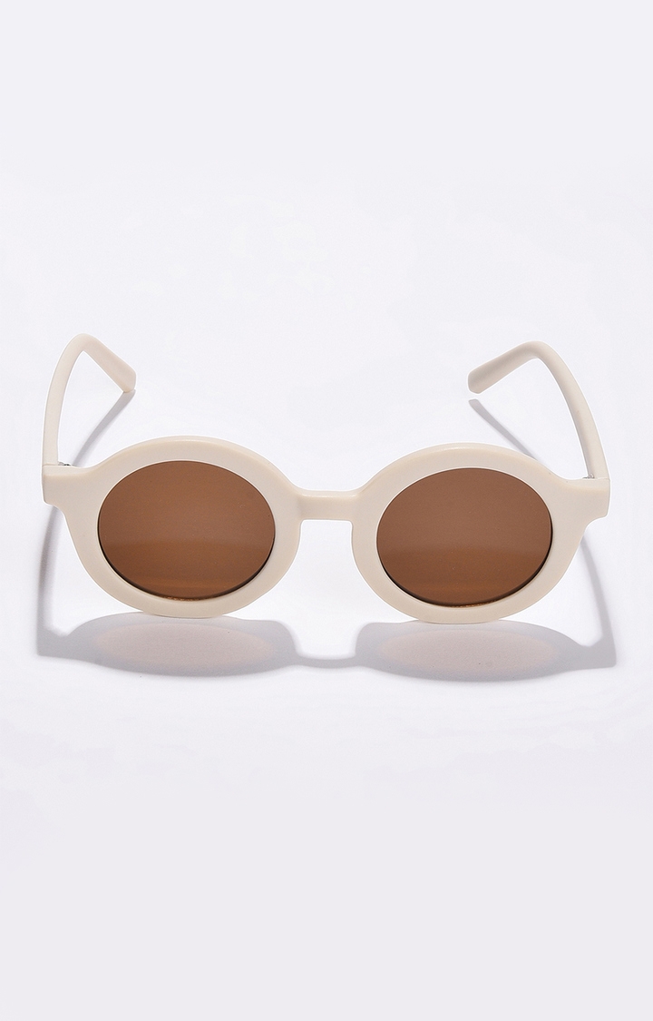 Women's Brown Lens White Oval Sunglasses