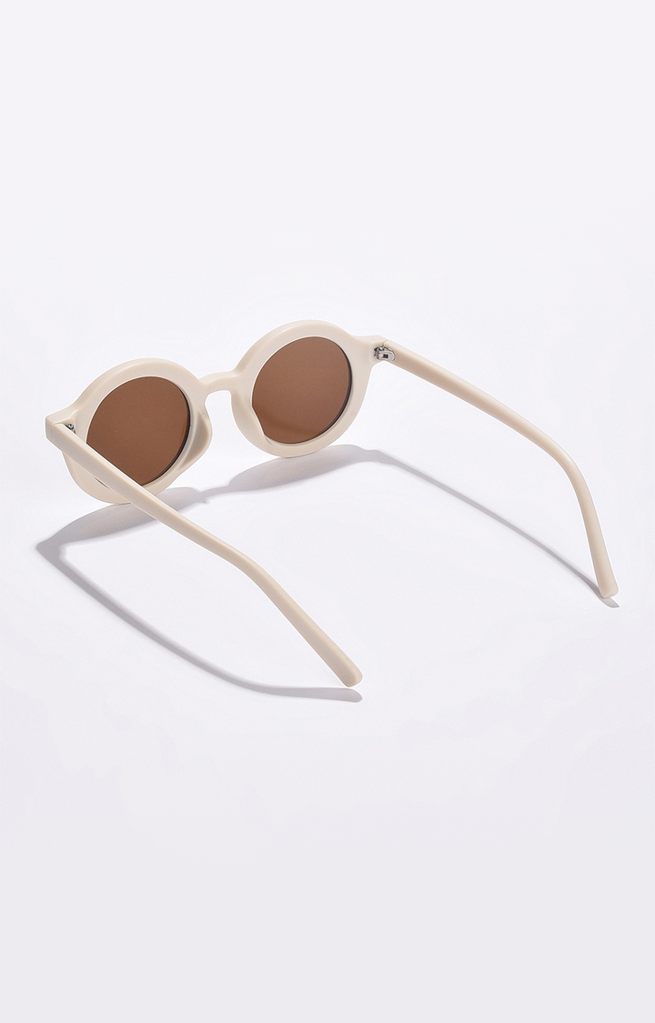 Women's Brown Lens White Oval Sunglasses