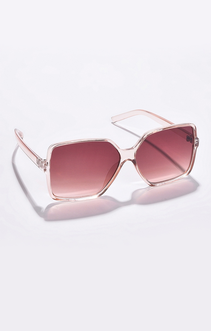 Women's Brown Lens White Oversized Sunglasses