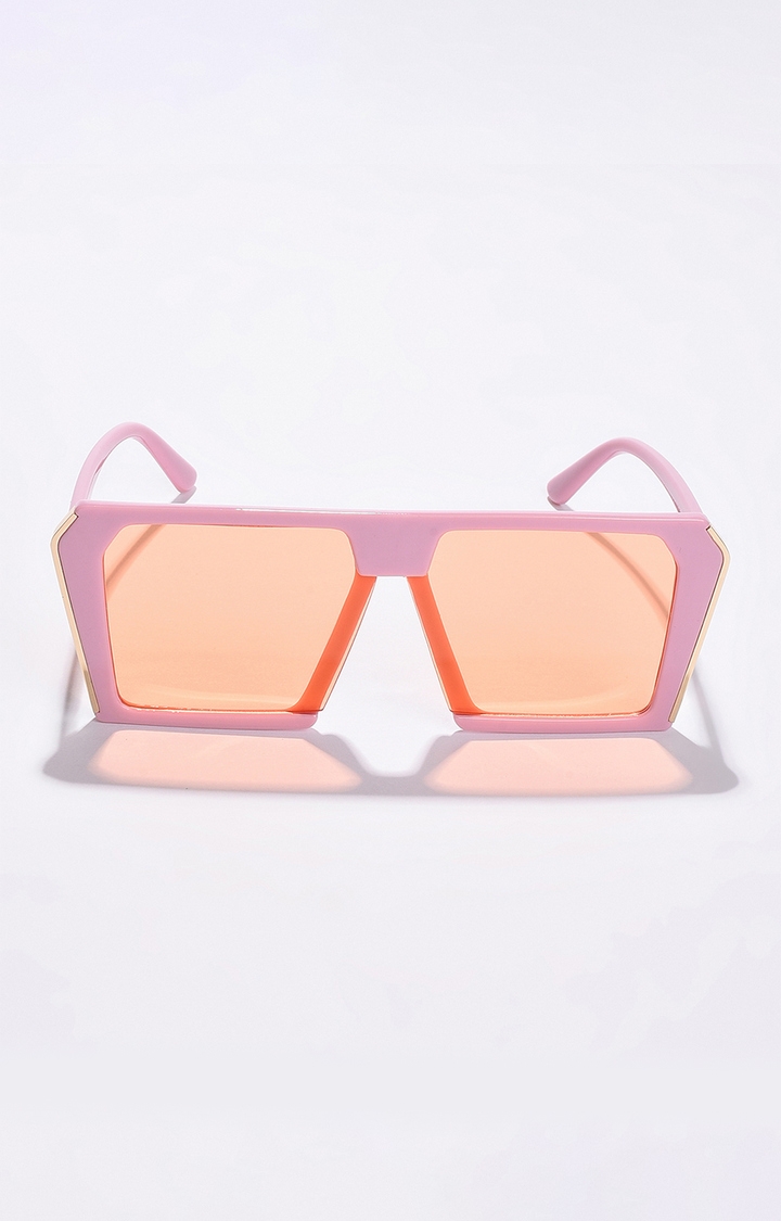 haute sauce | Women's Orange Lens Pink Oversized Sunglasses