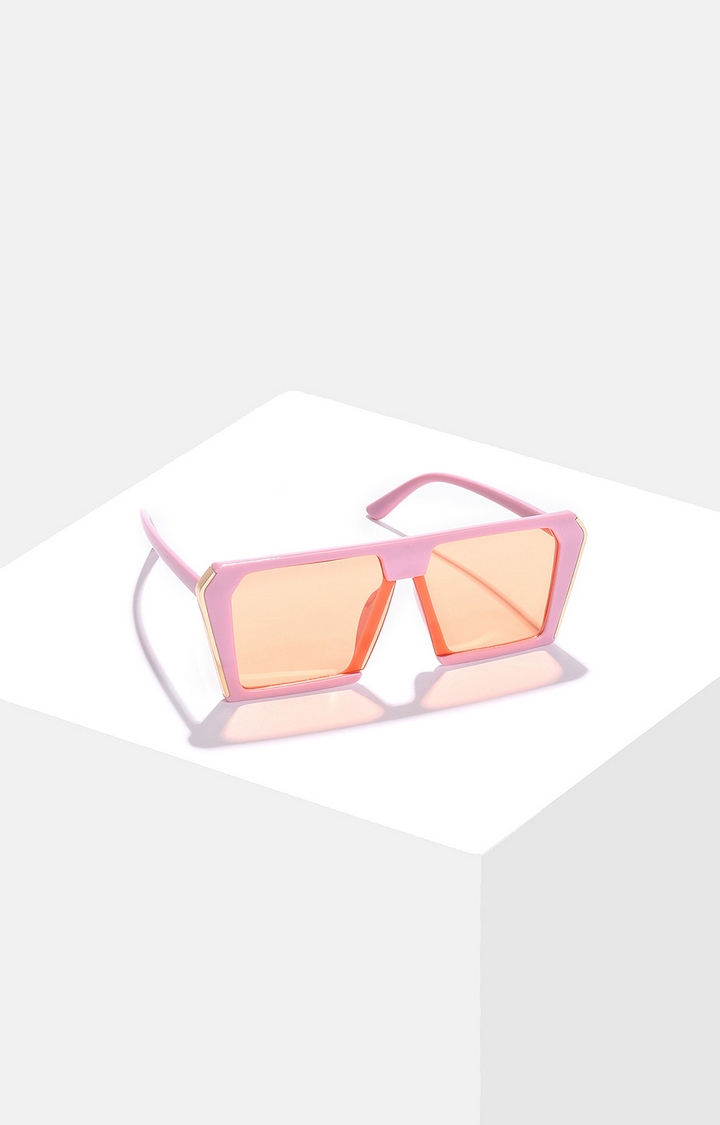 Women's Orange Lens Pink Oversized Sunglasses