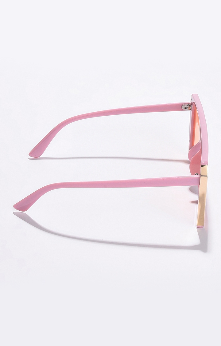 Women's Orange Lens Pink Oversized Sunglasses