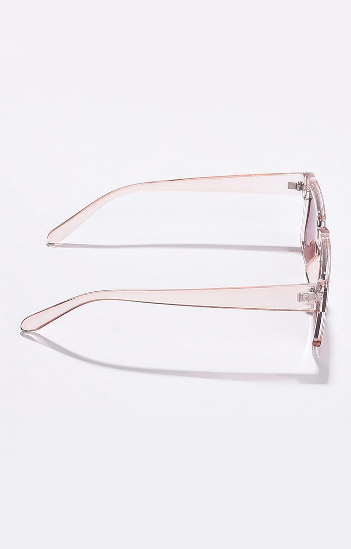 Women's Brown Lens White Rectangle Sunglasses
