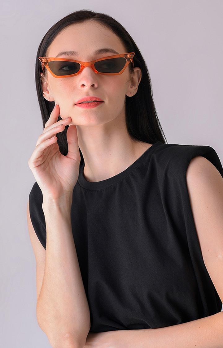 Women's Black Lens Orange Cateye Sunglasses
